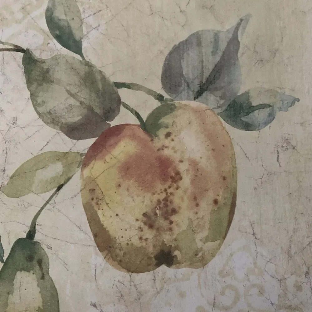 Vintage Wallpaper With Peaches Plumbs Grapes Pears Fruit 56.37 sq. ft.